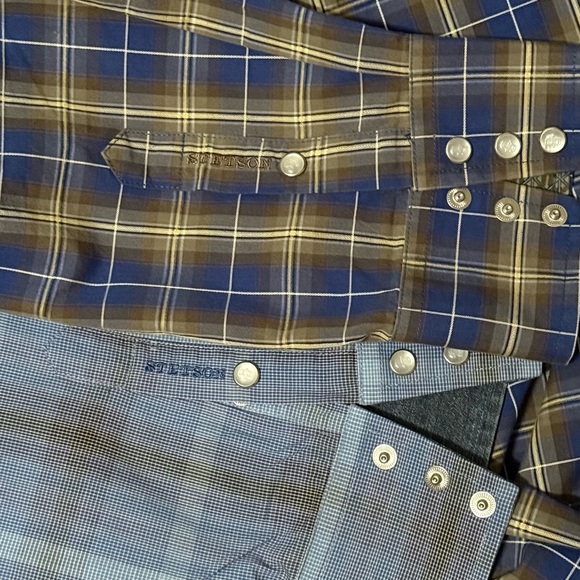 Stetson Pearl Snap Shirt 2XL Men Western Blue Button Up Rodeo Long sleeve - Picture 5 of 6